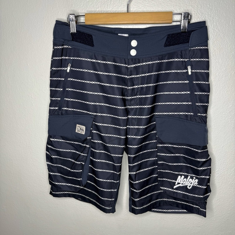 Maloja Blue BillM Chain Print Cargo Outdoor Biking Shorts Men's Medium Nightfall